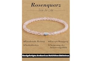 Landorilo Armband Damen, 4mm Naturstein Edelstein mit 925 Gold Silber Herz Perlen, Kristall Heilsteine Yoga Meditation Perlenarmband, Schmuck Geschenk, Inklusive Ersatzperlen