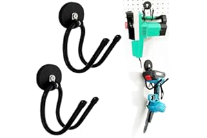 PMSANZAY 2 Pack Chainsaw Organizer Holder,Heavy Duty Garage Magnetic Hook,RV Workshop Tool Box Storage Magnet Hook,Garden Power Tool Hanger,Utility Strong Tool Storage Rack with Anti-Slip Coating