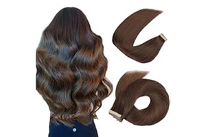 HotLulana Extensiones Adhesivas Pelo Natural Castaño Oscuro(#2) 20pcs 35cm 40g 14pulgadas Invisible Extensiones Pelo Natural Skin Weft Extensiones de Cabello Natural Extensiones Adhesivas Human Hair.