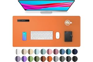 AOTHIA Leather Desk Pad Protector,Mouse Pad,Office Desk Mat, Non-Slip PU Leather Desk Blotter,Laptop Desk Pad,Waterproof Desk Writing Pad for Office and Home (80cmx40cm,Hermes Orange)