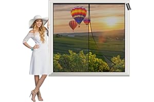 AMZSUN Moustiquaire Fenetre Magnétique Noir 120x115cm Rideau Porte Anti insectes Fermeture Automatique Maille Fine avec Rubans Adhésifs pour Couloirs Portes Patio