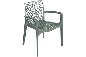 METRO Professional Fauteuil de terrasse Saphir, Empilable, Plastique, 56.5 x 55 x 81 cm (Gris Vert)