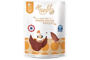 Happylal Baby Repas Halal Bébé 6 mois | Mouliné de Patates Douces et Poulet | Petits pots Certifiés Halal | Diversification alimentaire bébé | Fabriqué en France | Lot 10 x 150g