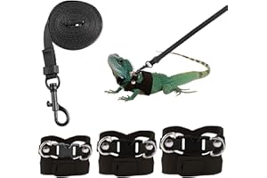 Maxqzin 3 Pack Bearded Dragon Harness and Leash, Bearded Dragon Leash and Harness Set with Traction Rope Bearded Dragons Accessories for Lizards and Other Small Reptiles (3 Sizes)