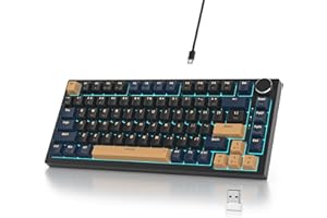 SbocKeeb Klawiatura mechaniczna bezprzewodowa 75% z przyciskiem, klawiatura gamingowa TKL 75% amerykańska QWERTY RGB Bluetooth/2.4G/USB PBT, nasadki klawiszy Hot-Swap do Mac/Win