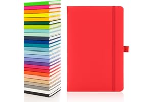 ‎NOTES LONDON Notes London Eco A5 Notebook with Lined Pages, Pen Loop, Ribbon, Date Marks and Paper Pocket, Medium Hardback Journal, Notes, Sustainably sourced Paper (Red)