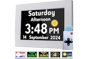 Véfaîî 18 Alarms Digital Clock Sleep Trainer- Custom Reminders, Auto DST, Daily Task Alert, Day Clock for Seniors with Dementia, Alzheimers- Perfect Daily Organizer for Home & School