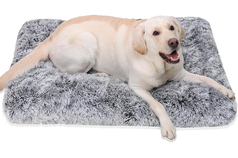 Jaspuriea Medium Dog Bed Washable Dog Crate Mattress Calming Fluffy Anti Anxiety Dog Beds Deluxe Plush Dog Mat with Anti-Slip Bottom,75x50x7cm
