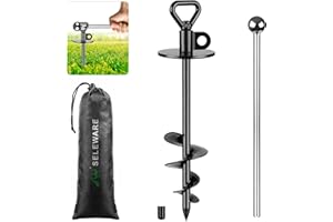 SELEWARE Dog Tie Out Stake Outdoor Anti-Rust Ground Anchor für große Hunde bis zu 220 lbs, Free Swivel Dog Stake Dog Camping Gear Twist Rod Included