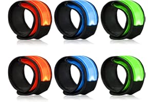 LOBKIN Paquete de 6 Pulseras LED Luminosas Tipo Slap para Seguridad Nocturna, para Ciclismo, Caminatas, Correr, conciertos, Camping y Deportes al Aire Libre
