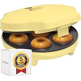 Bestron Donut Maker in Retro Design, Mini Electric Donut Maker for 7 Small Donuts, Including Cooking Traffic Light and Non-St