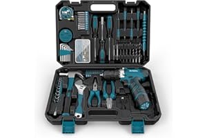 Sundpey Werkzeugkoffer 206tlg mit 12V Akku Bohrschrauber - Akkuschrauber Set, 2 Variable Geschwindigkeiten, 25+1 Drehmomentstufen, LED Licht, Werkzeugkasten für den Garten, Büro, Hausreparatur