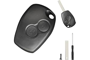 QNENEAM Coque de Clé, Télécommande de 2 Boutons, Compatible avec Renault Clio, Kangoo, Master, Modus, Trafic et Dacia Sandero, Inclut Lame de Clé, Vis, Tournevis, Coque Robuste et Installation Facile