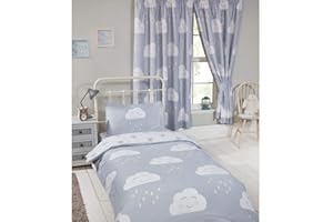 Price Right Home Happy Clouds Bedroom Range Kids Stars White/Grey - Duvet Cover Set & Curtains Available (72" Curtains)