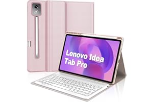 OCCTINGKIND Coque Clavier pour Lenovo Idea Tab Pro 12.7 Pouces, AZERTY Français Housse Clavier Bluetooth Magnétique Détachable avec Porte Crayon pour Tablette Lenovo Idea Tab Pro 2025 12.7" 2025, Rose