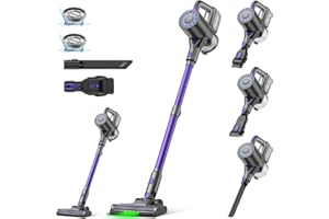 Suirviz U8 Aspirateur sans Fil, 4 en 1, 40kpa et 35 Min Aspirateur Balai sans Fil, Aspirateur Balai pour Nettoyer Les Poils d'animaux, Sols Durs et Tapis, Lumière LED Verte
