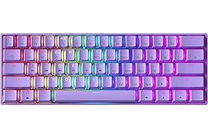 GK61 Tastiera meccanica da gioco, 61 tasti, multicolore, illuminata RGB, retroilluminata a LED, cablata, programmabile, per PC/Mac Gamer (Gateron Optical Black, Lavender)