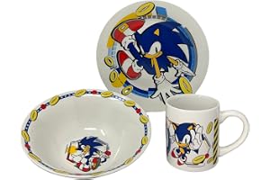 CARTOON Set 3 delar keramik Sonic-kopp skål tallrik barnservis i paket