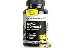 ‎NATURAL ELEMENTS natural elements Vitamin D3 + K2 + Omega 3 – Premium K2VITAL® von Kappa 99,7+% All-Trans K2 – Premium Omega 3 in Triglycerid Form und bioverfügbares D3 – in Deutschland produziert & laborgeprüft