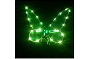 Aunaeyw Light Up Fairy Wings für Mädchen Frauen Sparkly Sheer Elf Angel Wings Dress Up Halloween Cospaly Schmetterling Fariy Wings Kostüm