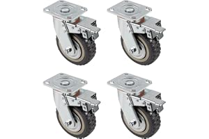 DBREAKS Ø 150 mm tunga lasthjul, 4 x styrhjul med broms, transporthjul | Tunglasthjul med broms, hjul, tunga hjul, transportskotrar, möbelhjul, hjul lastkapacitet 1 600 kg
