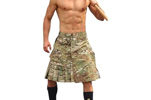 VATINNT Kilt for Men Scottish Men’s Tactical Kilt 23" Pleated Camo Kilt Irish Highland Utility Kilt with Cargo Pockets