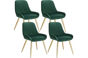 Lestarain 4 sztuki krzesła do jadalni, krzesło do kuchni retro, krzesło do salonu, aksamitne siedzisko, krzesło retro z metalowymi nogami, krzesło dla gości, ciemnozielony