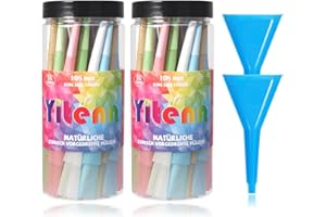 YiTenn 110 stück Premium Cones, 5 Farben, 108mm King Size Konisch Vorgedrehte Hülsen, mit Packschläuchen Enthalten und 2 Trichter (110 Stück)