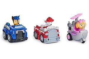 Paw Patrol - Pat Patrouille - 3 Véhicules À Rétro Friction - Chasse Marcus Stella - Voiture Figurine À Collectionner - Pat Patrouille Jouet - Voiture Enfant - Jouet Enfant 3 Ans et +
