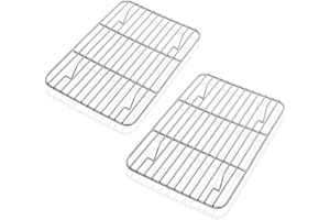 HaWare Griglia di raffreddamento, set da 2 pezzi, 100% acciaio inox, spessa griglia di raffreddamento, griglia rettangolare per cuocere al forno, arrostire, grigliare, 21,5 x 16 x 2 cm, sana e
