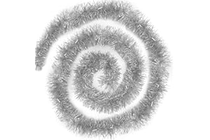 JONAMI 4X Guirnalda de Navidad Artificial Plateado (200 cm) Decoración de Abeto de Navidad, Adornos de Navidad de Guirnalda Metálica Pulida, Decoración de Puerta Pared Ventana Chimenea