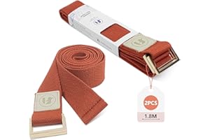 FOYER NUAGE Yoga Straps 1.8M or 2.5M, Durable Cotton Yoga Straps for Stretching, Adjustable Yoga Belt Strap for Yoga, Dance, Gym Workouts
