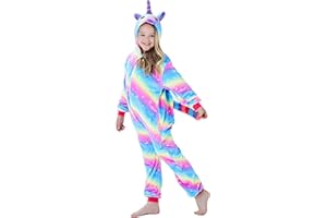 Brinny Onesie Pyjama Kinder Schlafanzug Einteiler Tier Jumpsuit Cosplay Kostüme Tier Outfit Kapuze Strampler Nachtwäsche Halloween Weihnachten Party Nachthemd Unisex Junge Mädchen