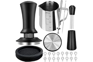 HAHAGO Juego de prensador de café, 22 piezas de prensado, accesorios baristas, distribuidor de café con prensador de café de 51 mm, alfombrilla para espresso, agitador, cuchara agitadora, jarra de espuma