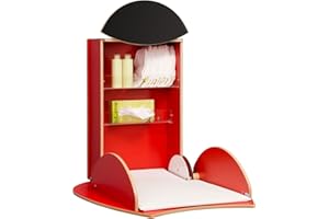 KEMMLIT Bilbao Wickeltisch/Timkid owo Marienkäfer- klappbar als Wandwickeltisch, Marienkäfer, Formholz, inkl. Wickelauflage