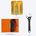 Hillgrove HGCM327M1 9 Pieces Allen Key Kit with 5in1 Screwdriver and Adjustable Wrench L Shape Bolt Spanner Goti Repair Tool Set for Bike/Bicycle/Cycle/Guitar Allen Key Set