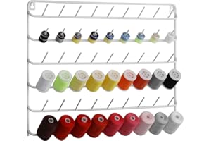 YBING Soporte de 54 bobinas de hilo de coser, soporte para hilos/organizador de hilo, soporte de metal para colgar para bordado, acolchado, costura (blanco), organizador de 54 hilos de costura