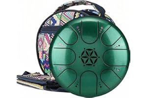 LULUPILA Zungentrommel 5 Zoll 8 Tone | Steel Tongue Drum | Handpan für Meditation & Entspannung, Yoga, Familienaktivitäten | Garden Regen Trommel Instrument (Grün)
