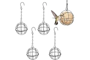 KYAOAYO Uchwyt na kulki dla sikorek dozownik karmy dla ptaków, 4 sztuki, czarny, złoty, do zawieszenia, karmnik dla ptaków z haczykami w kształcie litery S, do ogrodu, dzikich ptaków, zięb, wróble (czarny)