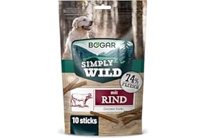 Bogar - Simply Wild - Dog Treats - Dog Food as a Supplement to the usual Diet - Chew Sticks with Beef - Treats for Dogs - 10 Sticks (110 g) - Support for Dog Care