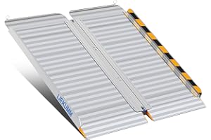 LIEKUMM Rampas para Silla de Ruedas Plegable 96 x 85 cm, Aluminio Rampa para Discapacitados para escaleras,Umbral, Capacidad 400 kg, Superficie Antideslizante
