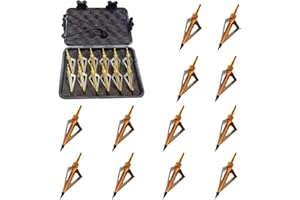 KURUGEILI 12 Pack Hunting Broadheads with Storage Case 3 Blades Archery Broadheads 100/125 Grain Screw-in Arrow Heads Arrow Tips for Traditional Bows and Compound Bow