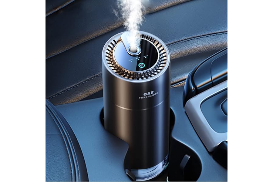 Ceeniu Smart Car Air Freshener, Waterless Ultrasonic, Auto ON/OFF, Plug-Free, Pure Cologne Scent, French Natural Fragrance, 4-Month Supply, F26 Car Aroma Diffuser