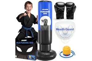 ATLASONIX Sacco da boxe per bambini, sacco da boxe gonfiabile per bambini dai 5 ai 10 anni, sacco da boxe per adolescenti, Bop Bag, regali per ragazzi, karate, kickboxing, Taekwondo Ninja Toys