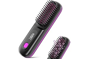 IGEAIIE Glow Wave Heated Brush, 2026 New Glow Wave Heated Brush for Short Hair, Go Brush Pro, USB Rechargeable, 3 Heat Settings with LED Display, Portable Travel Styling Brush for Smooth Frizz-Free Hair