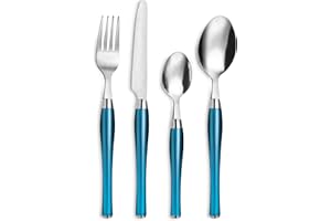 Amefa Purity Servizio di Posate 24 Pezzi-Cesto 6 Persone, Inossidabile Acciaio Inox Bi-Materiale, Blu
