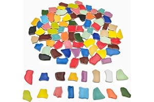 YOZIEMQ 500g/1.1lb Ceramic Mosaic Tiles,Mixed Colour Ceramic Mosaic Tiles for Crafts,Mosaic Tiles for Home Decoration or DIY Crafts,Mosaic Making Supplies (Large Irregular)
