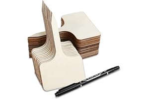 GWHOLE 30pcs Plant Labels with Marker Pen Set Wooden T-Type Plant Tags Garden Label Stake Nursery Plant Markers for Outdoor Greenhouse Flower Seed Herb Garden Potted Plants