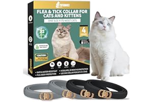 YOTANGO Collar Antipulgas Gatos, 32 Meses de Protección Collar Antipulgas para Gatos, 4 Pcs Collar Antipulgas y Garrapatas para Gatos, Collar Antiparasitario Gatos(Negro y Gris)
