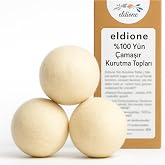 eldione 3-adet Y&uuml;n Kurutma Topu, Kırışıklık &Ouml;nleyici, Kolay &Uuml;t&uuml;leme, Yumuşatıcı, Enerji Tasarruflu, Antistatik, Wool Dryer Ba
